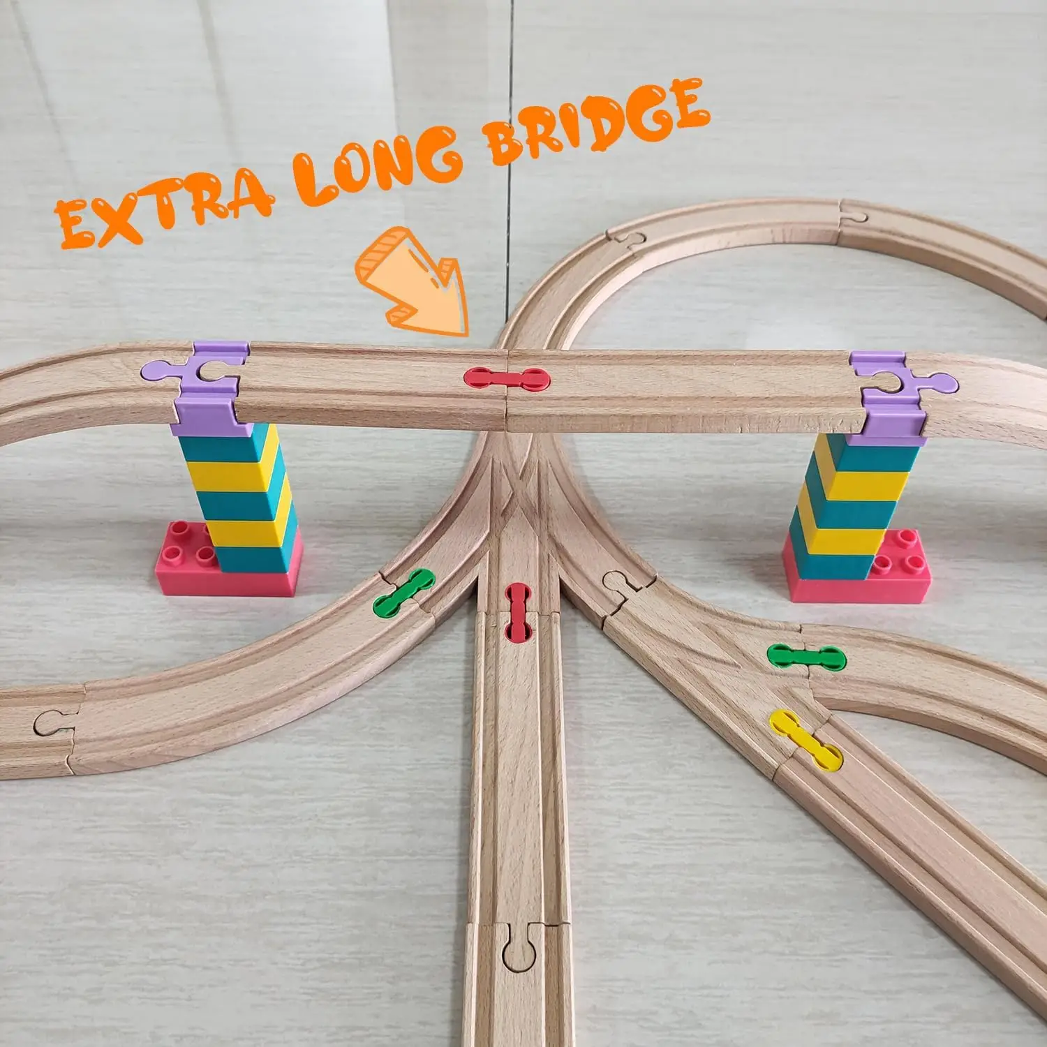 Accesorios para vía de tren de madera, conector de vía de madera de 30 piezas, compatible con todas las principales marcas, vía de tren de madera, Birt de Navidad