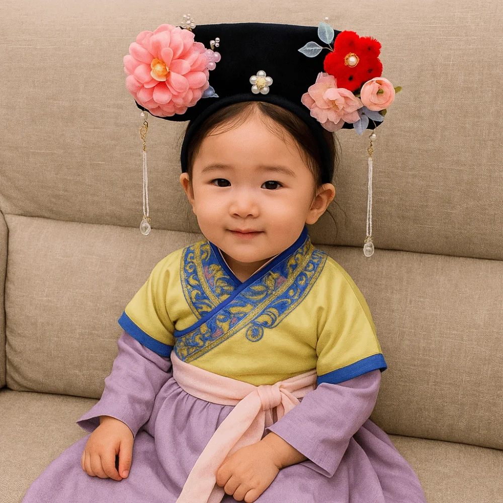 

Chinese Royal Style Flower Headwear Traditional Non-slip Hanfu Headband with Tassel Cheongsam Headband Cheongsam Dress