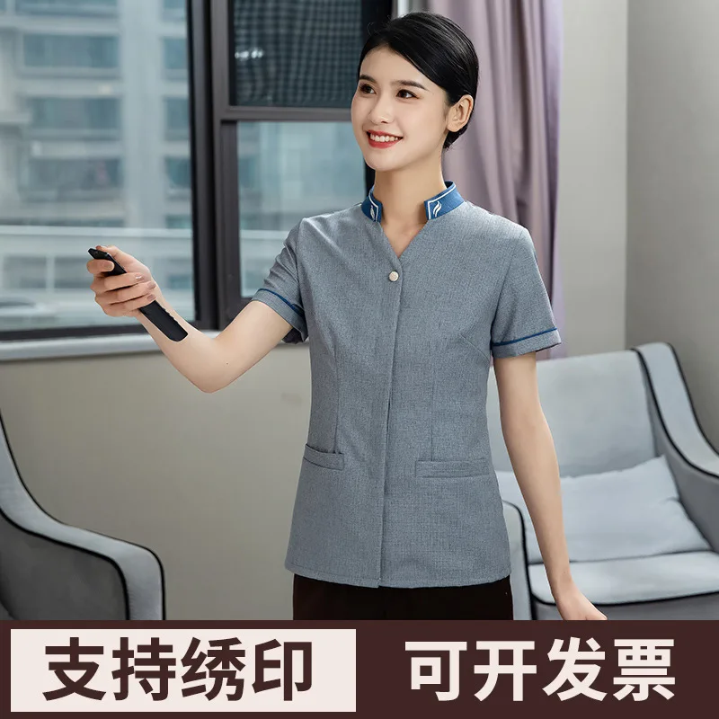 

Room Waiter Summer Clothing Hotel PA Service Uniform Short-Sleeved Workwear Property Cleaning Women's Un