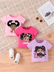 0-2 year old newborn baby summer cartoon printed short sleeved top T-shirt three piece set