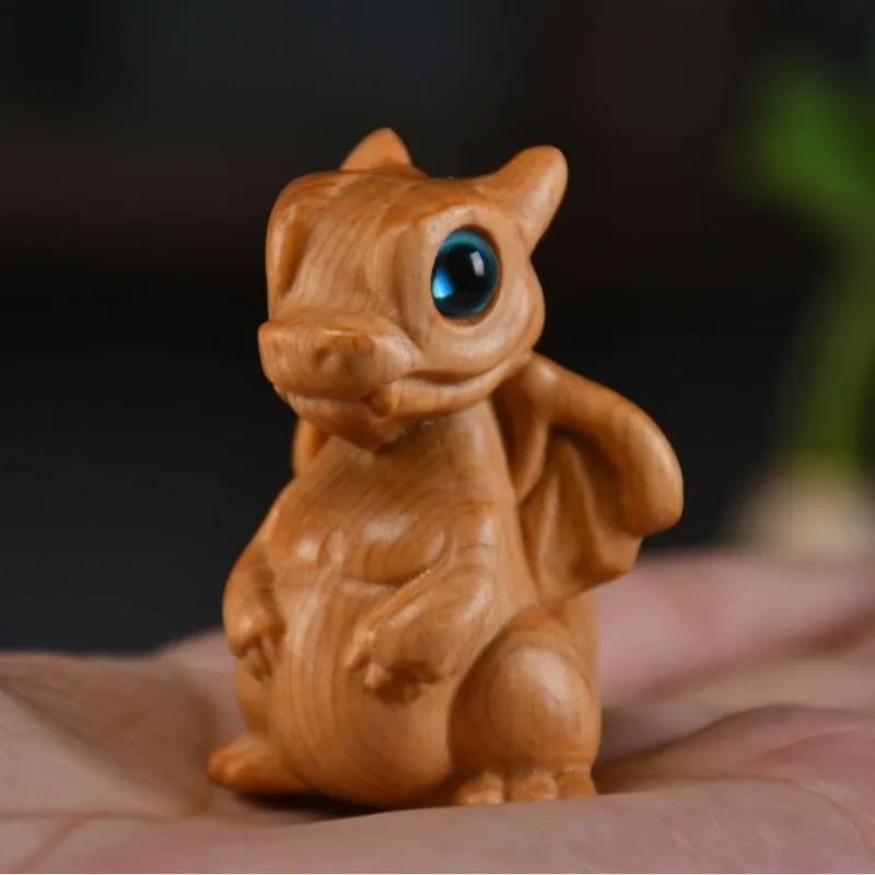 Hand Carved Wooden Dragon Figurine Zodiac Theme Collectible Children Cultural Artifact Desk Display Object Wood Animal Miniature