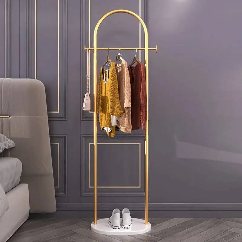 

Golden Metal Hangers Nordic Wearing Clothes Floor Storage Coat Rack Modern Dressing Room Perchero Pared House Accessories
