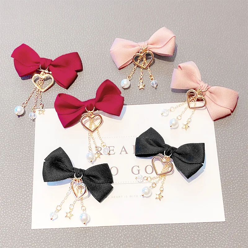 2PCS Cute Hair Clips with Tassel Pendant for Girls' Ponytail and Side Hair Lovely Hair Accessory Set