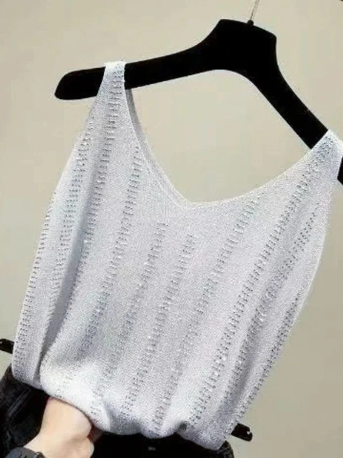 Damska kamizelka Svel z dekoltem w serek, dopasowana, o regularnej długości, w jednolitym kolorze, na co dzień, letnia moda.