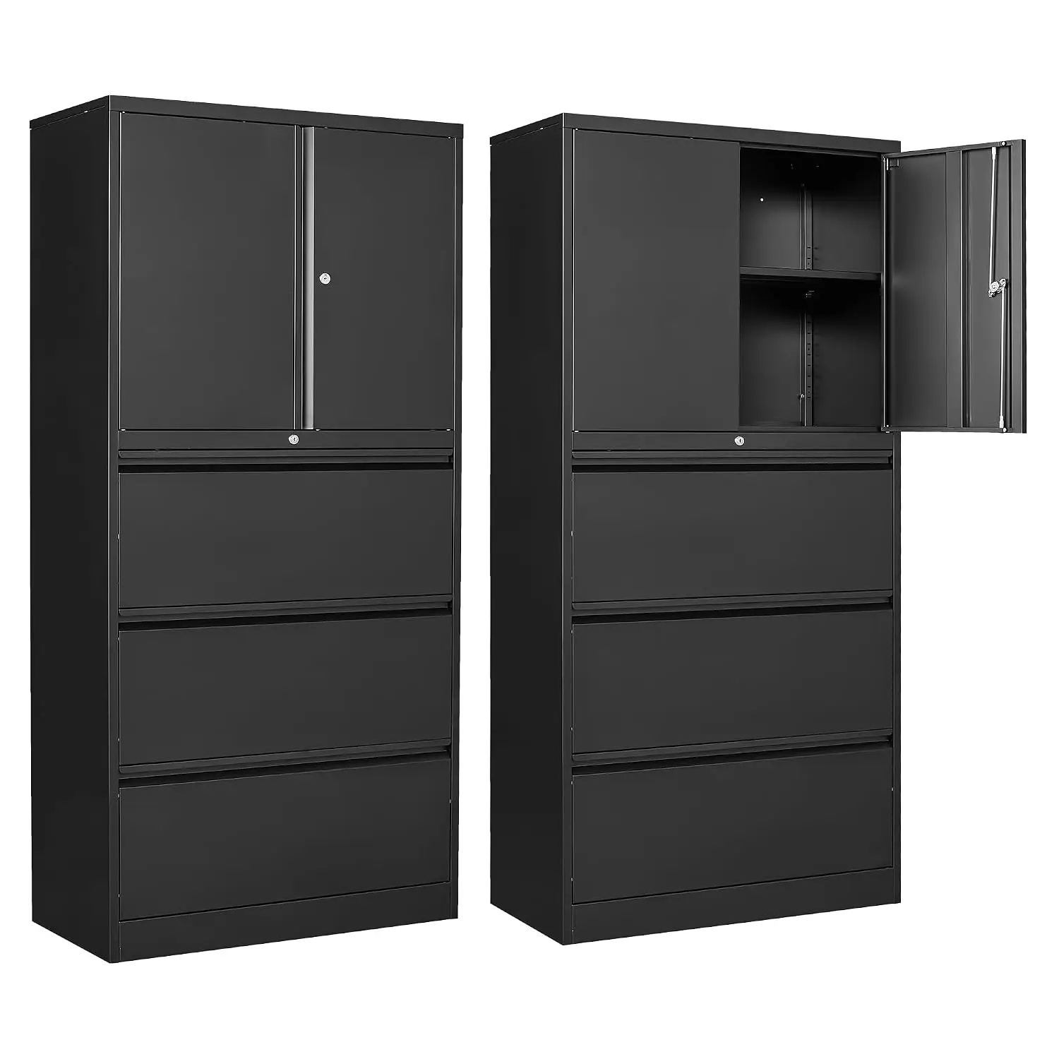 3 Drawer Metal Lateral File Cabinet Lockable Storage Adjustable Shelves Hanging Files Letter Legal F4 A4 Size Office, Customized