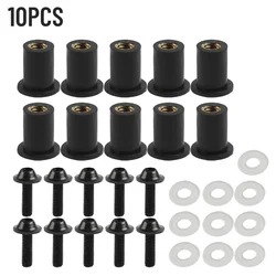 10pcs Motorcycle Windscreen Bolt Screw Nuts M5x16mm Screws Set Black M5 Rubber Nuts Neoprene 5mm Automobiles Accessories