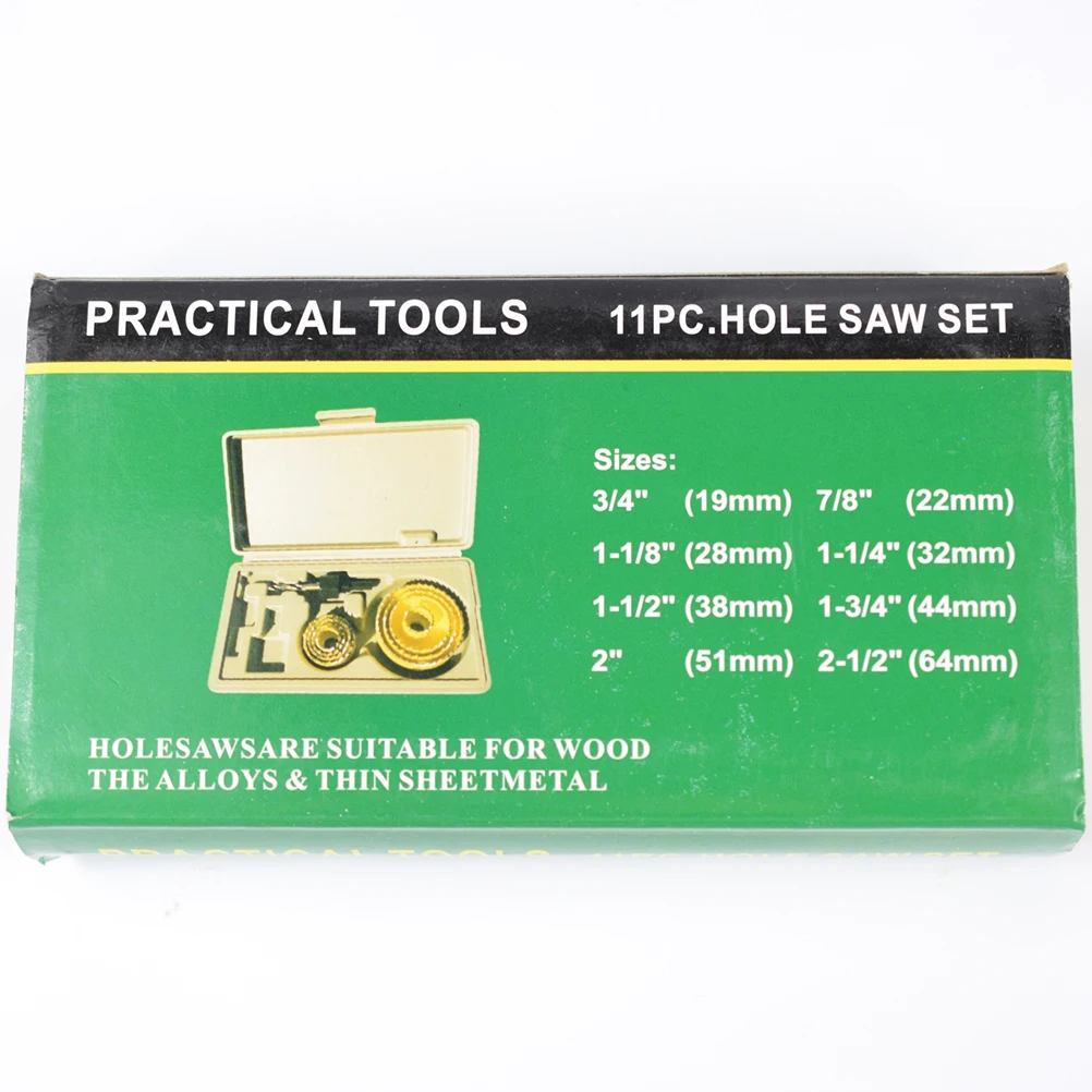

11PCS Hole Drill Bits Hole Punchers Wood Working Tool Set for Plank Plywood Plasterboard PVC (Yellow)