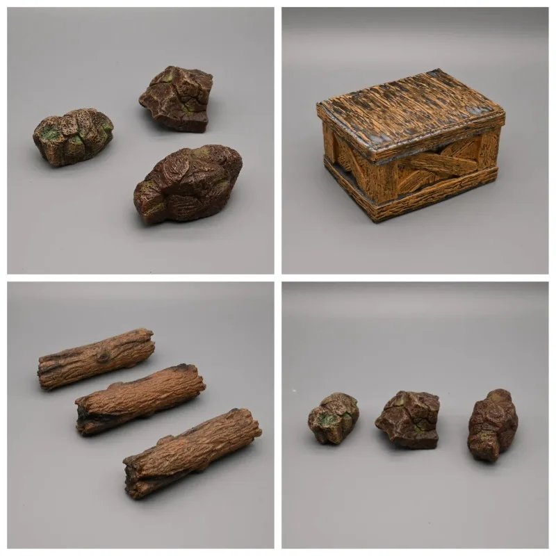

1/12 Scale Soldier Scene Prop Accessories Simulated Trunk Wooden Box Stone Model for 6'' Action Figures Body Decoration