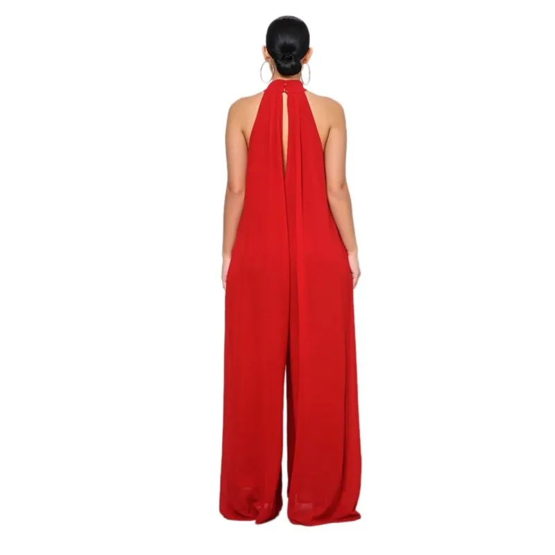 2024 Women Summer Sleeveless Chiffon Commute Loose Jumpsuits Fashion Elegant Solid Jumpsuit Female Party Club Jumpsuits Outfits