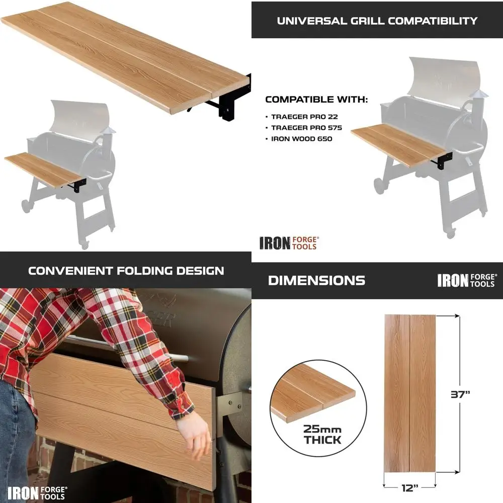 

Folding Grill Shelf for 36.5 Composite Iron Forge Tools - Compatible with Traeger Pro Series, Ironwood 885, and More