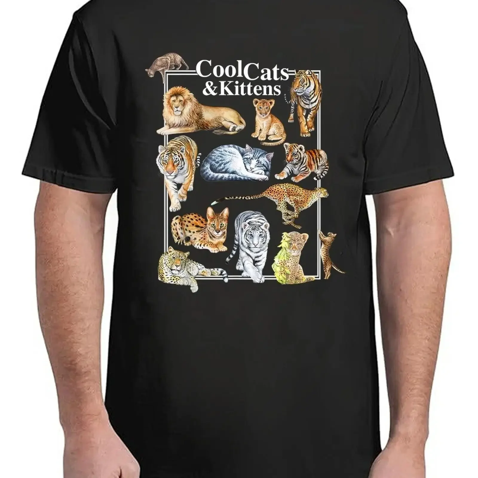 Cool Cats And Kittens Tiger Lion Leopard Felines T Shirt vintage Washed Unisex Slightly designer clothes Top For Everyday Wear