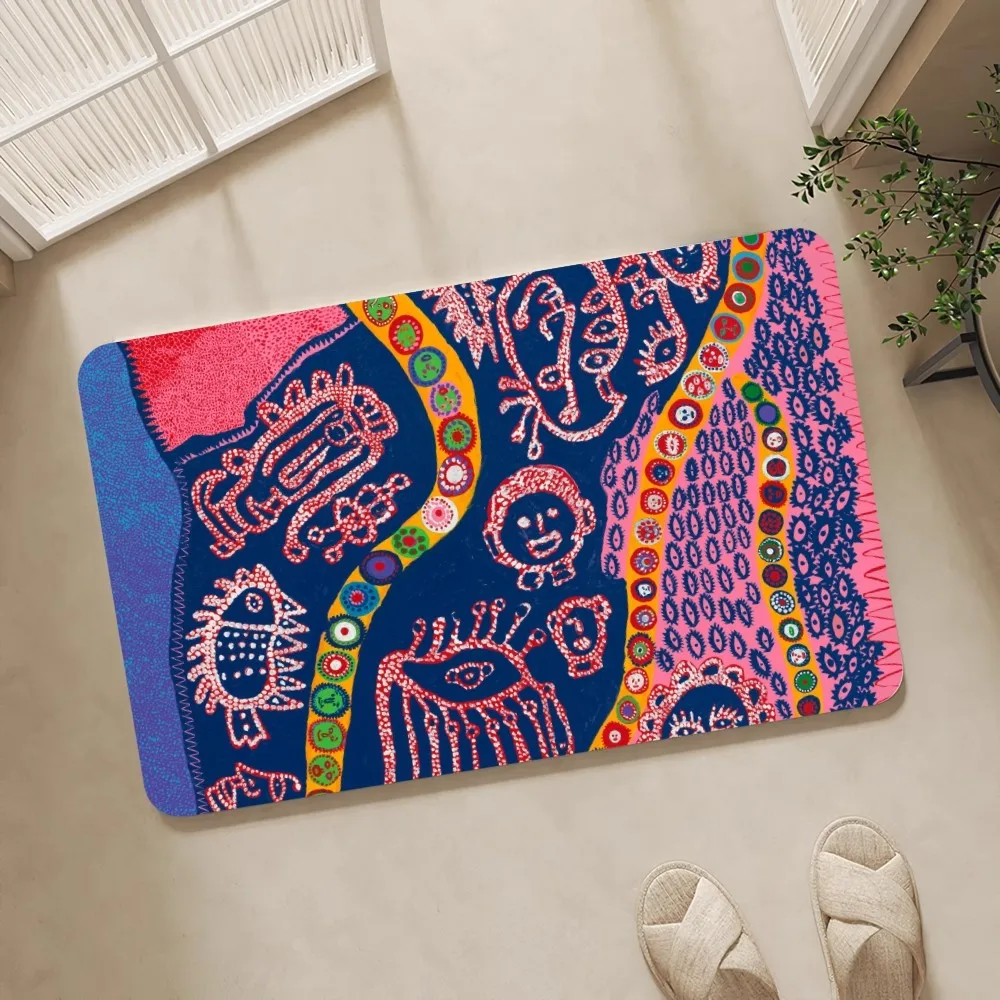 Yayoi Kusama Art Floor Mat Floor Mat Bedroom Decoration Balcony Anti-Slip Doormat Living Room Rug