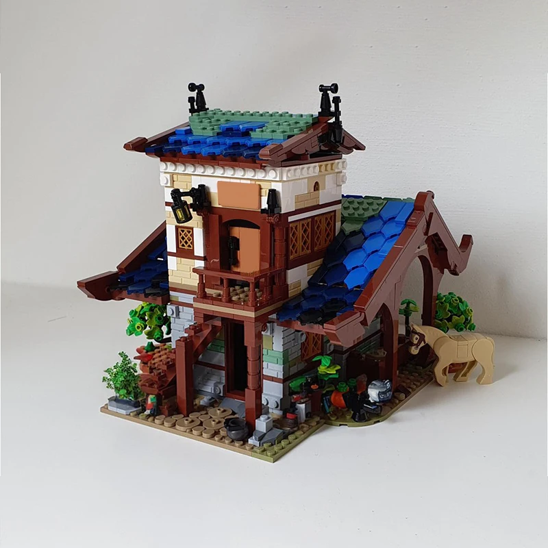 1681-teiliges Sntry Barn Moc DIY-Bausteine – mittelalterliches ländliches Gebäudemodell, kreatives Architekturspielzeug als Geschenk
