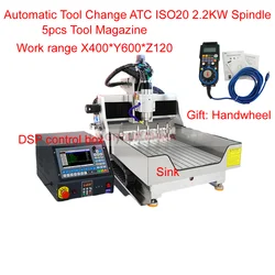 Metal Engraver cnc 6040 ATC Spindle Square Rail CNC Engraving Carving Machine Automatic Tool Change ATC ISO20 Tool Magazine