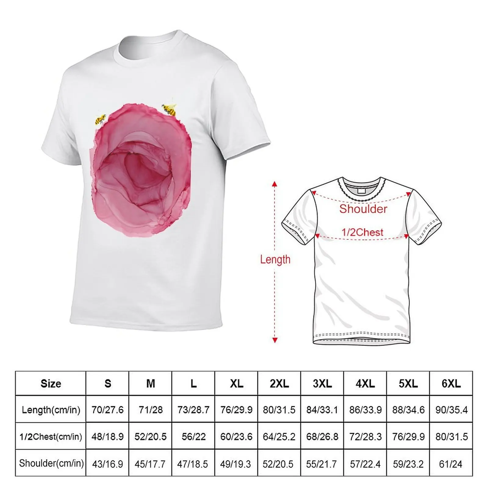 Bees on a Red Rose T-Shirt man t shirts cotton t shirt custom print T-Shirt