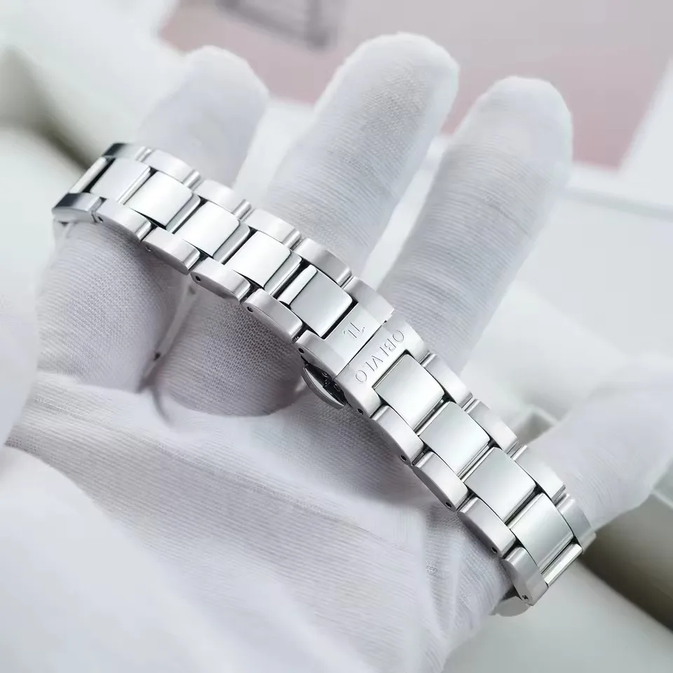 OBLVLO ساعة كرونوغراف للرجال 40 ملم كوارتز ساعة يد 5ATM مقاومة للماء ياقوت مضيء ثلاثي النوافذ إطار سيراميك #6