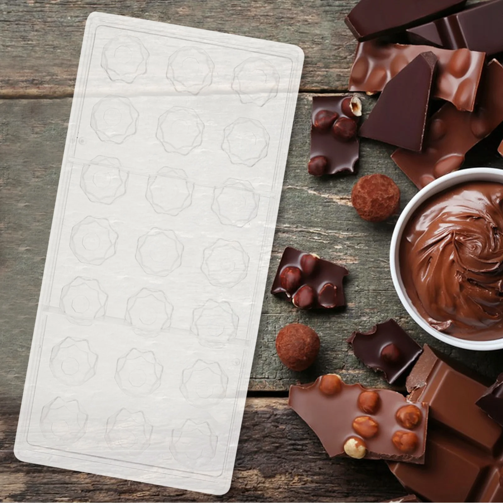 Molde de plástico reutilizable para fútbol de 21 cavidades, fabricante de cubitos de hielo para dulces y Chocolate, moldes de fútbol fáciles de desmoldar para Chocolate