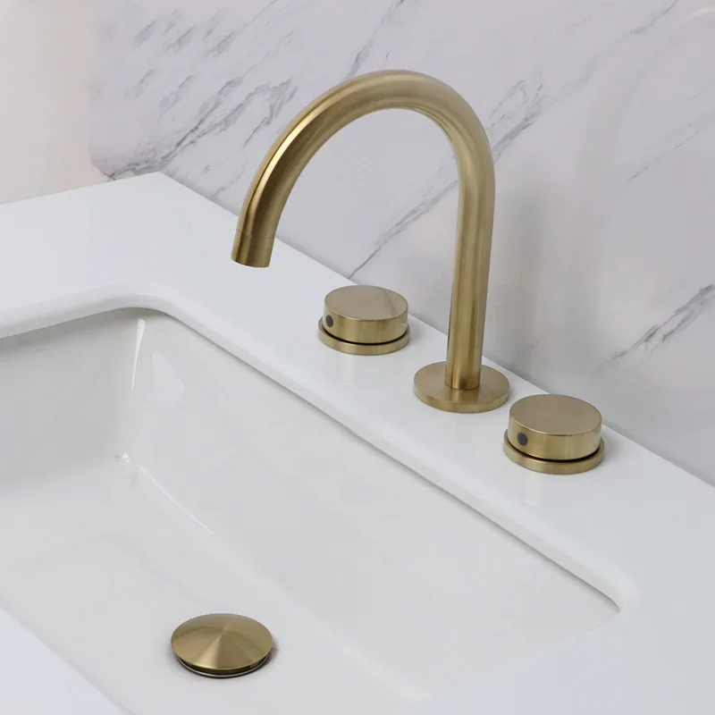 

Brass WashBasin Faucet Rotation Widespread Tap 3 Holes Bathroom Faucet