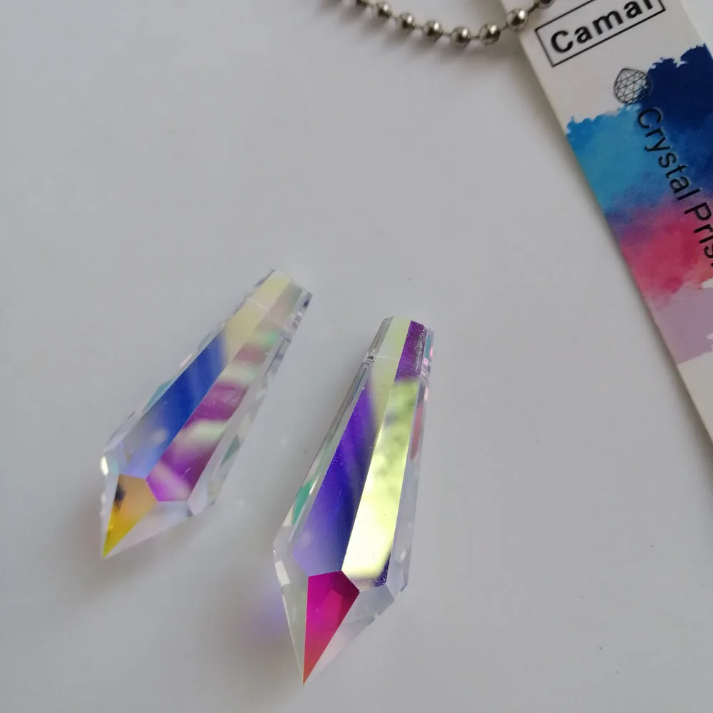 Camal 5pcs 55mm/2.2inch AB Color Rainbow Crystal Icicle Drop Prisms Pendants Part SunCatcher Lamp Lighting Home DIY Decoration