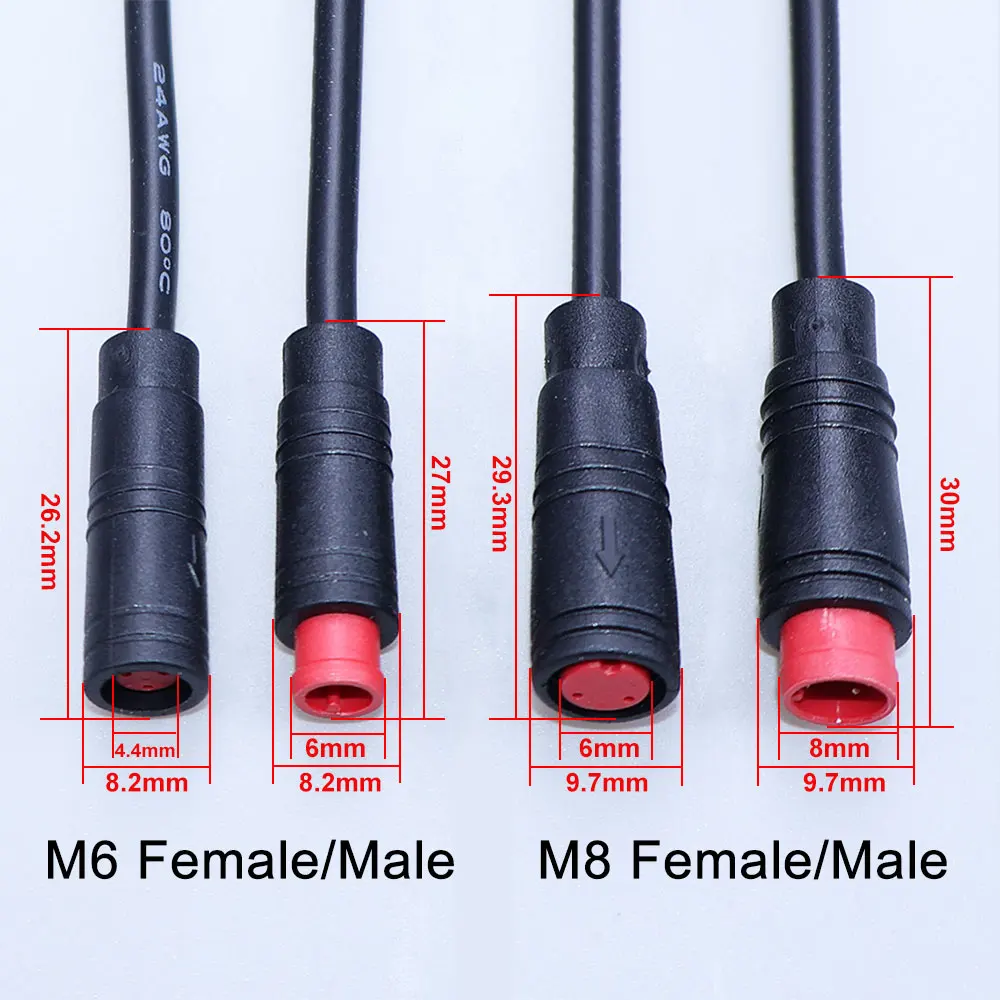 M6 M8 Wasserdichtes Kabel 2/3/4/5/6 Pin Stecker-Buchse Elektrofahrrad-Verbindungskabel E-Bike Display-Kabel Sensor-Verbindungskabel – Detail 2
