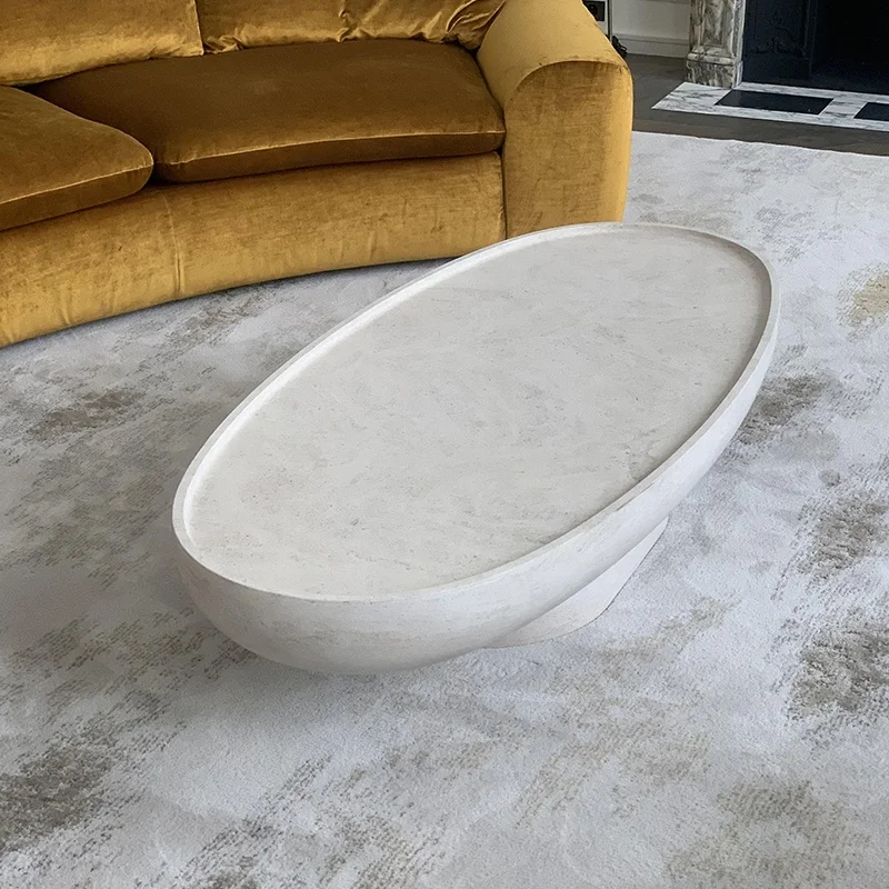 Modern Luxury Style Living Room Furniture Side Tables Rectangle Stone Travertine Marble Coffee Table