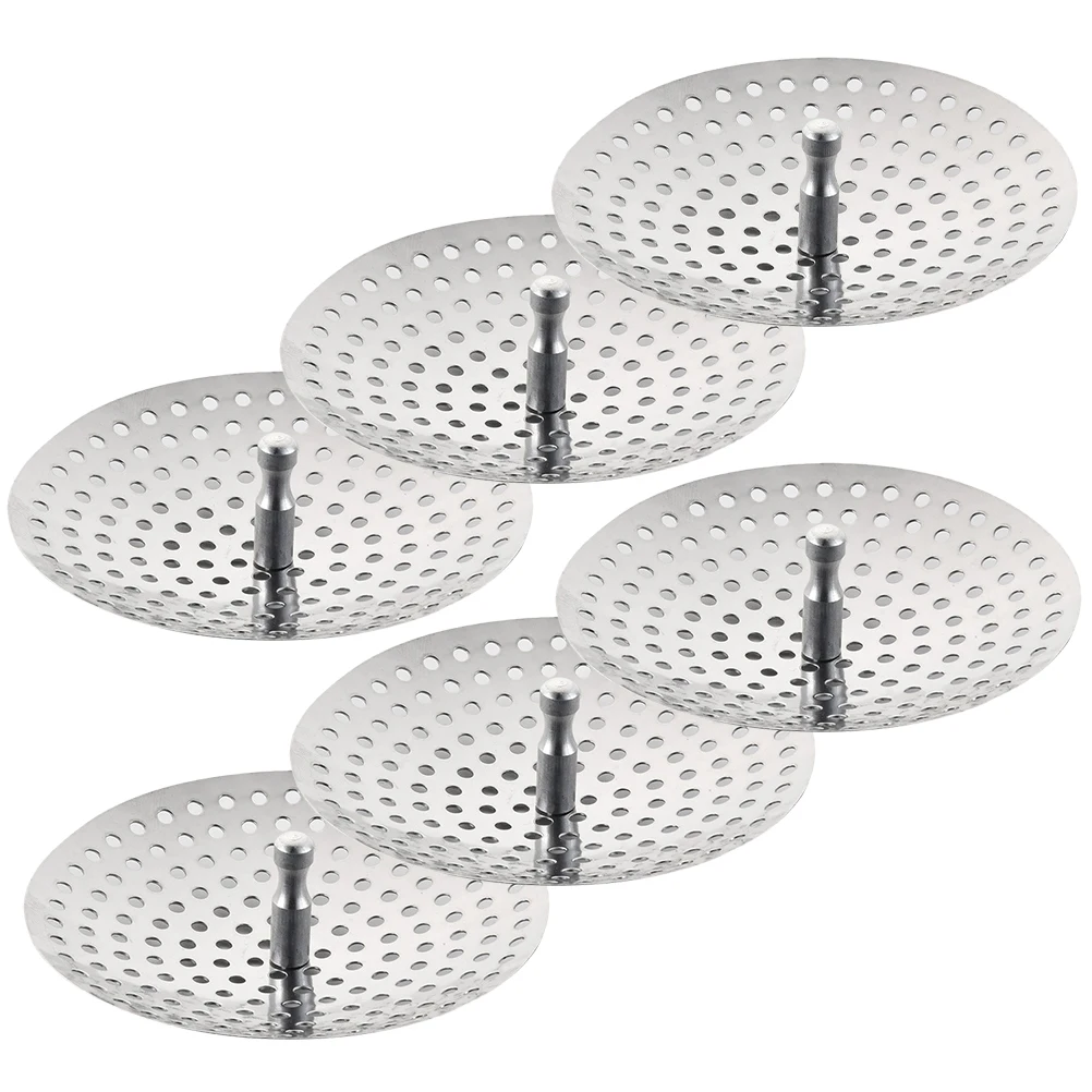 

6pcs Kitchen Sink Strainer Stainless Steel Drain Filter Basket Garbage Strainer Sink Accessories Bathroom Washroom Stoppers
