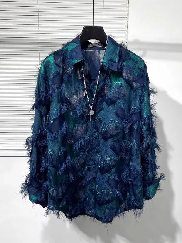 

Trendy Men's Long Sve irt Loose Fit Braid Design Breathable Youthful Sle Spring Summer New Arrival