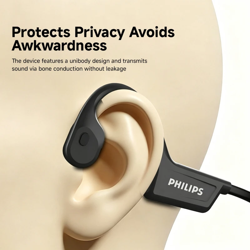 Philips TAA3101 Bone Conduction Bluetooth Headphones HiFi Stereo Calls Music Headset IP66 Sweat Proof Outdoor Sports Earphones