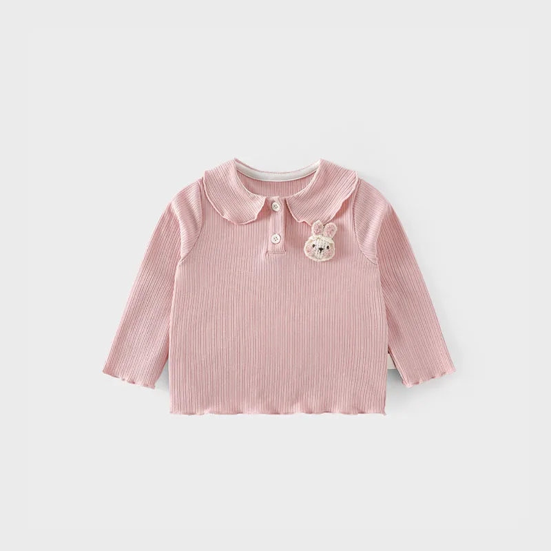

MILANCEL New Autumn Kids Bottoming Shirt 9M-5T Sweet 3D Bunny Girls Shirt Korean Version Loose Children Baby Collar T-shirt