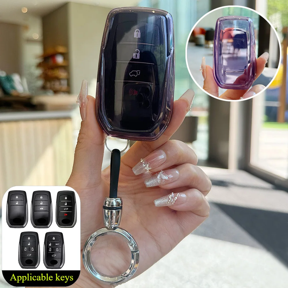 

Transparent TPU Car Key Case Cover Fit for Toyota Camry Innova Vellfire Alphard RAV4 Harrier Land Fortuner 2021 -2024