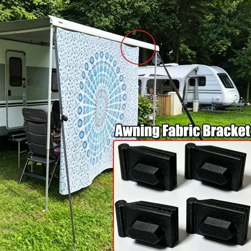4PCS Awning Fabric Grippers for Keder Track RV Awning Components Drill Free Quick Install Slide Adjustable Clamp