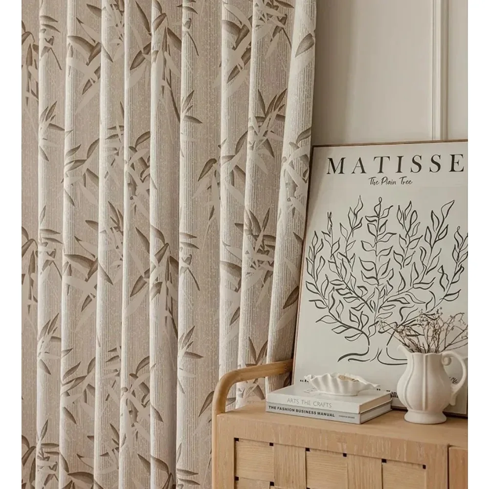 Custom Size New Chinese Style Retro Double-sided Bamboo Jacquard Decor Is Fresh Elegant Curtains for Living Room Bedroom Dining