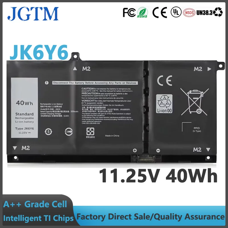 Batería JK6Y6 de 11.25V 40Wh para Dell Latitude 3410 3510 Vostro 5300 5401 5501 Inspiron 5300 5401 5408 5501 5508 5400 7405 7300