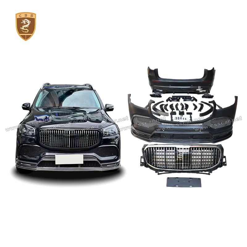 Para Mercedes Benz GLS Maybach actualización Lart-e estilo Kits de carrocería rejilla de parachoques delantero parachoques trasero tubo de escape Kit de molduras de arcos de rueda de coche