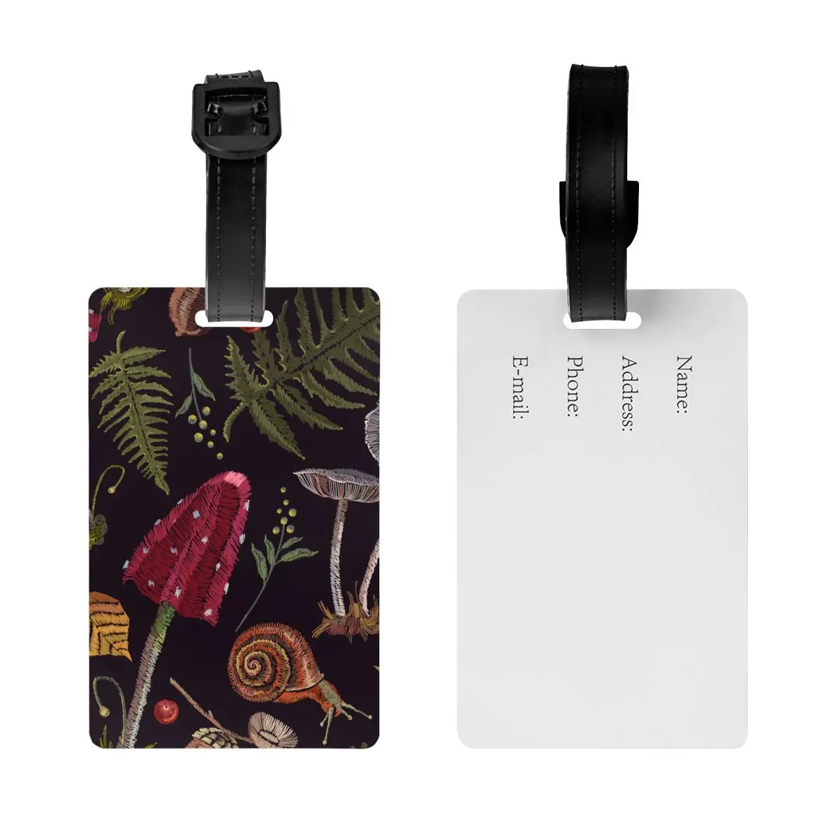 Custom Wild Mushroom Luggage Tags for Suitcases Fashion Jungle Snail Leaves Print Baggage Tags Privacy Cover ID Label