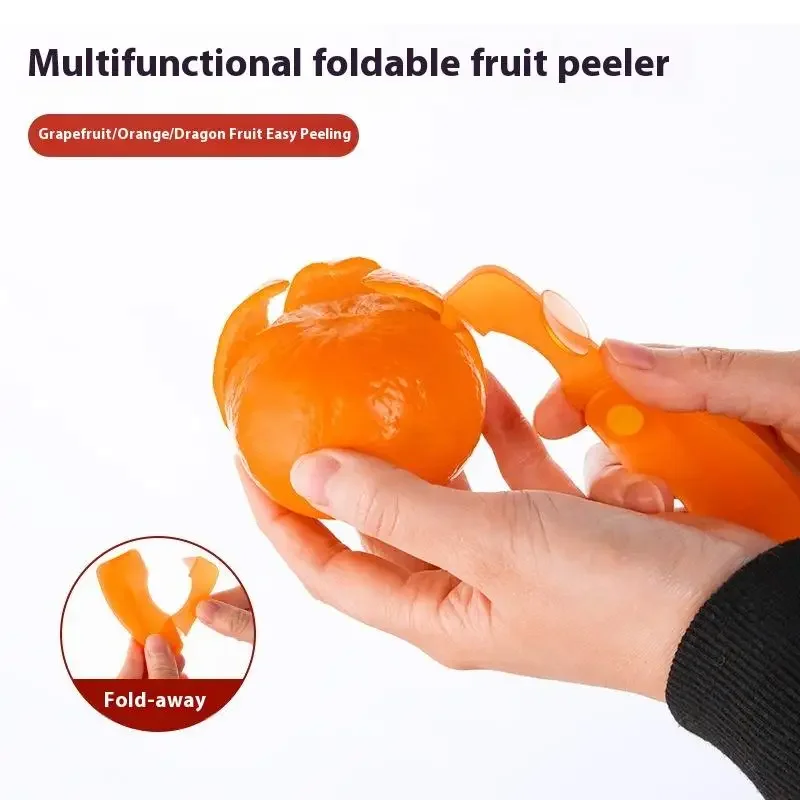 

1 шт., креативная пластиковая овощечистка для апельсинов/лимонов/грейпфрутов со складной ручкой, кухонный гаджет для фруктов и овощей