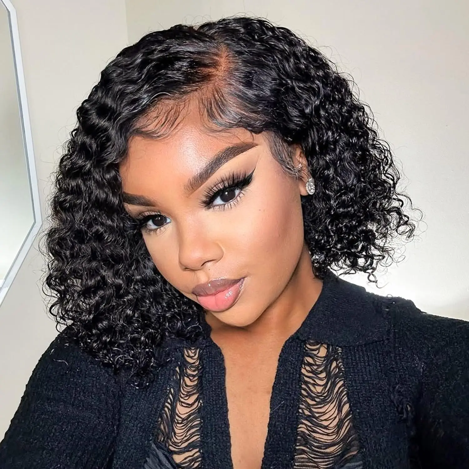 

Short Deep Wave Bob Wig Human Hair 4x4 5x5 Closure Wig 13x4 Hd Lace Front Wig 200% Density Water Wave Curly Bob Human Hair Wigs