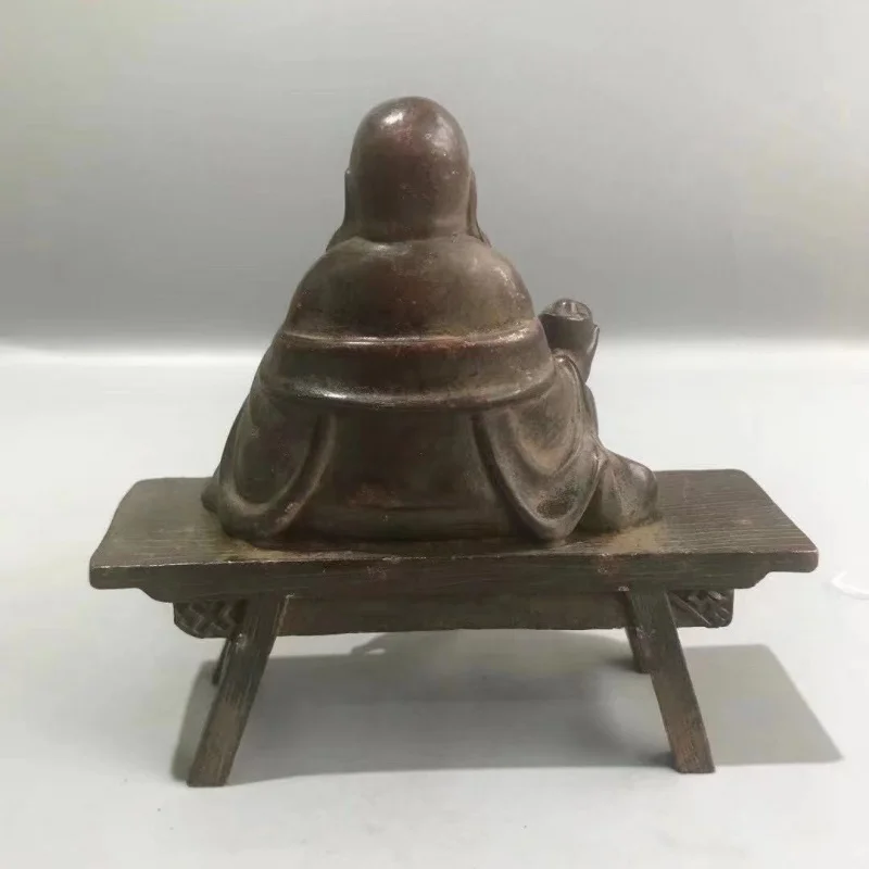 Banco de cobre antiguo de Buda, adornos de mesa de té Milai gratis, producto de tecnología de decoración del hogar, Dropsh de una pieza