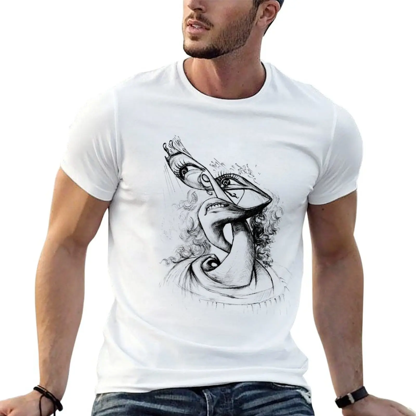 

Salvador Dali, Two Gala Heads, 1954 (Extract) T-Shirt man t shirts for men casual anime tshirt T-Shirt