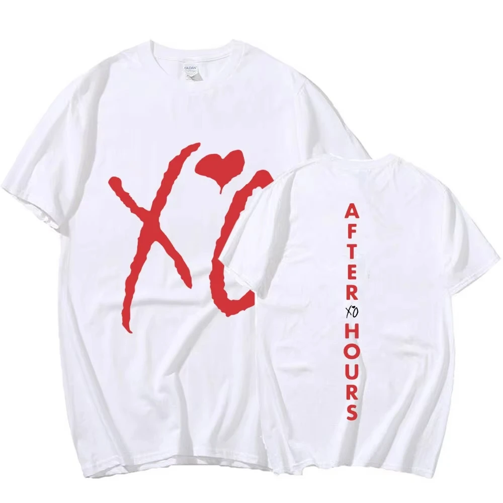 Rapper The Weeknd Xo After Hours Letters Print T-shirt Men Women Summer Cotton Y2K Clothing Hip-hop Short Sleeved Top Streetwear