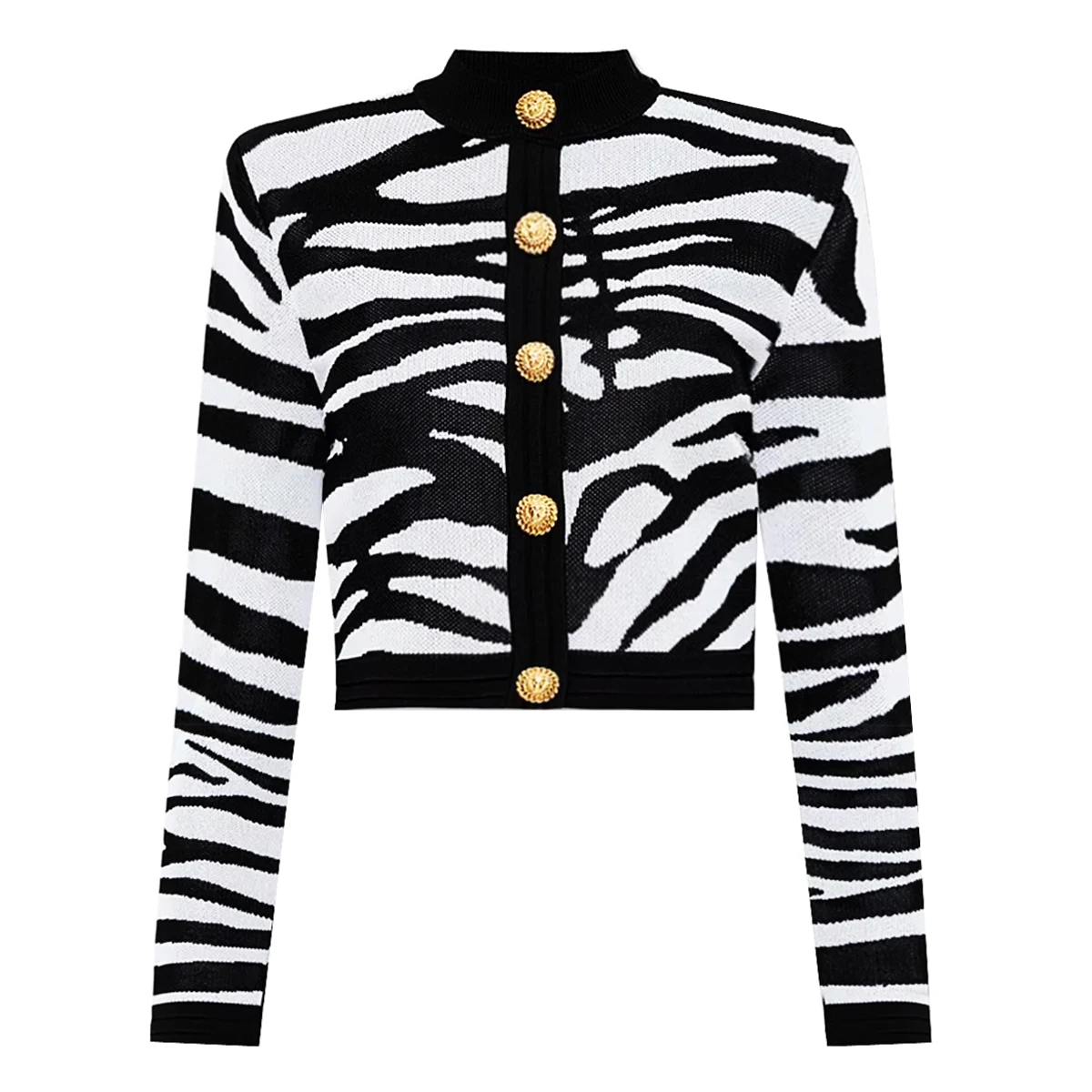 

Spring And Autumn New Fashion Heavy Industry Knitted Zebra Pattern Women's Long Sleeved Round Neck Top+Half Body Short Skirt Set