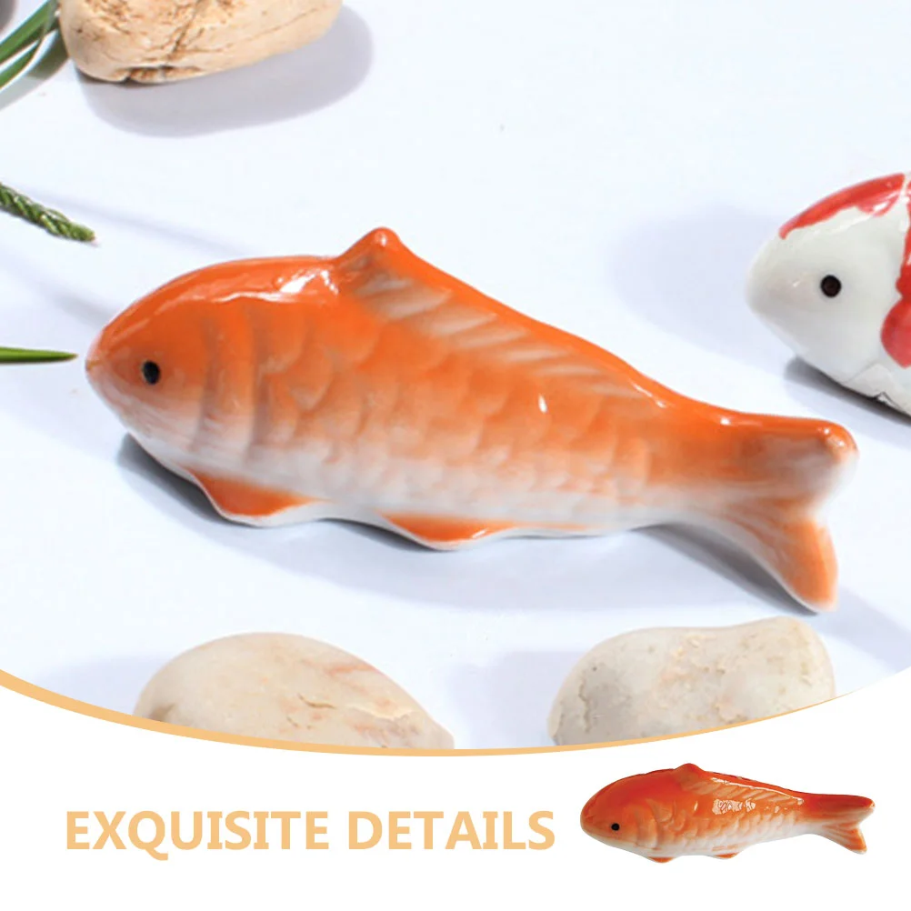 2 Pcs Floating Fish Ornaments Tank Crafts Goldfish Statue Ceramic Figurine Aquarium Decor