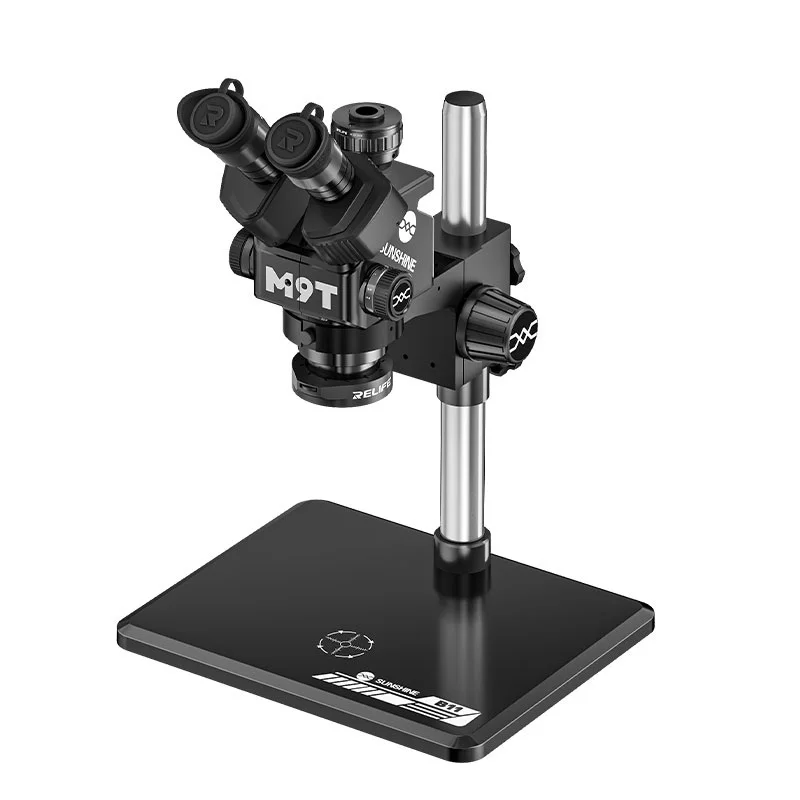 M9T-B11 Trinocular Microscope 6-45X Continuous Zoom Lens 0.5CTV Adapter Large-area Base For Phone/PCB Repair