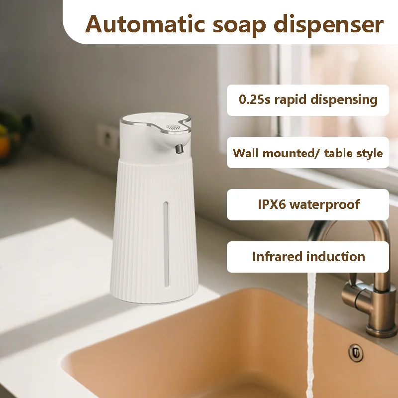 

400ML Touchless USB Rechargeable Infrared Electric Automatic Sensor Soap Dispenser Wall Mounted 4Levels Adjustable Pump Machine
