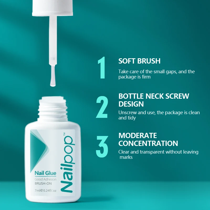 Nailpop 30/20/10pcs 7ml Nail Glue Strong Adhesive Fast Dry Fake Nail Tips and Rhinestone Long-Lasting Glue for Nail Art Tools