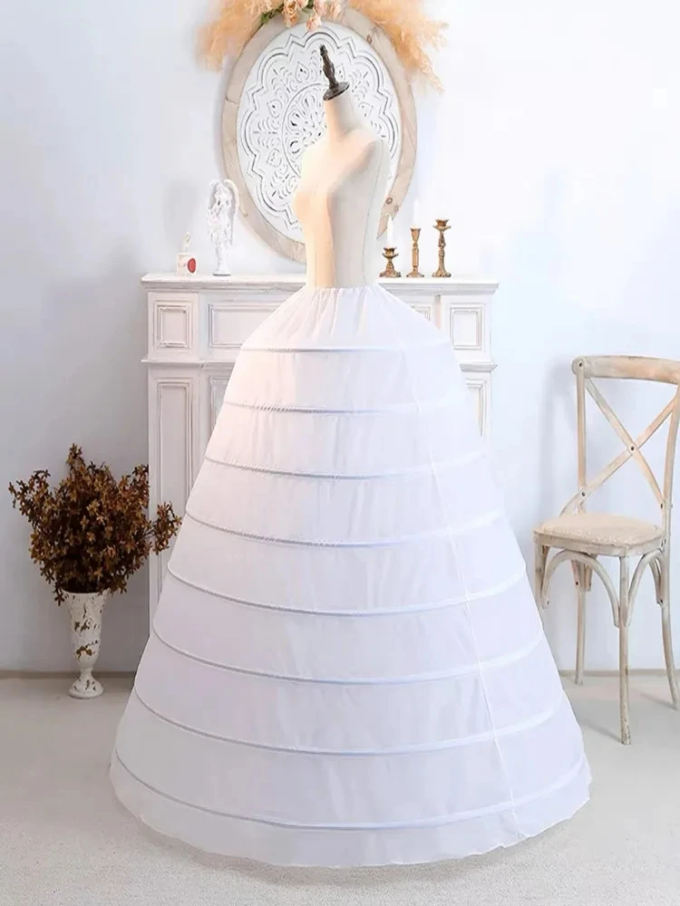 Ladies Ball Gown Waistband Puffy 8 Hoops Petticoat Wedding Accessories Crinoline Underskirt for Wedding Dress image 3