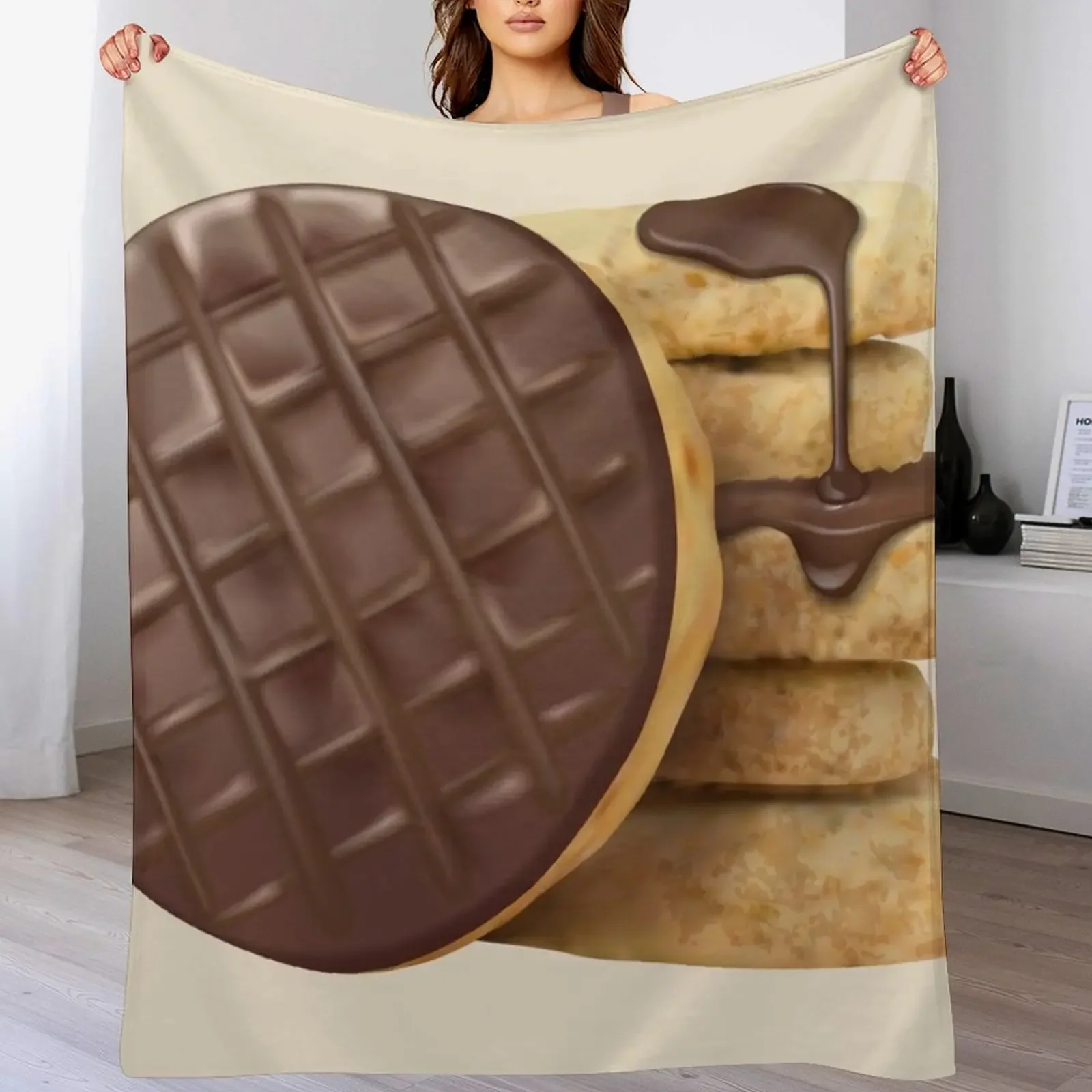Manta de Galletas Digestivas de Chocolate con Leche, Lavable a Máquina, Suave y Cálida