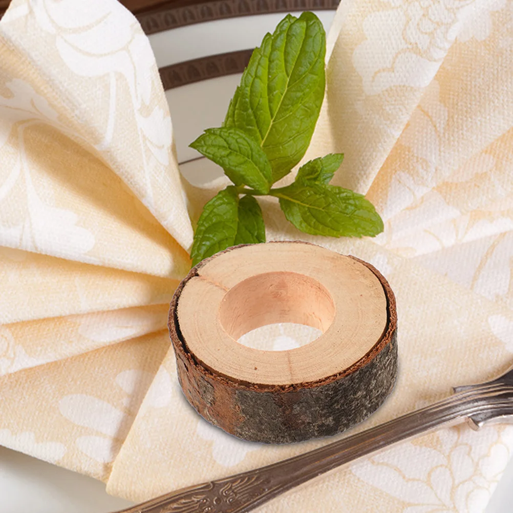 

20pcs Wooden Napkin Rings Natural Material Lightweight Party Wedding Banquet Table Decoration Cloth Napkins Holders Kitchen Bar