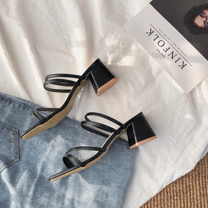 new High Heel women's Sandals Summer Casual woman Shoes Woman Square Heel Open Toe Ankle Strap Ladies Sandalias Wedge Shoes