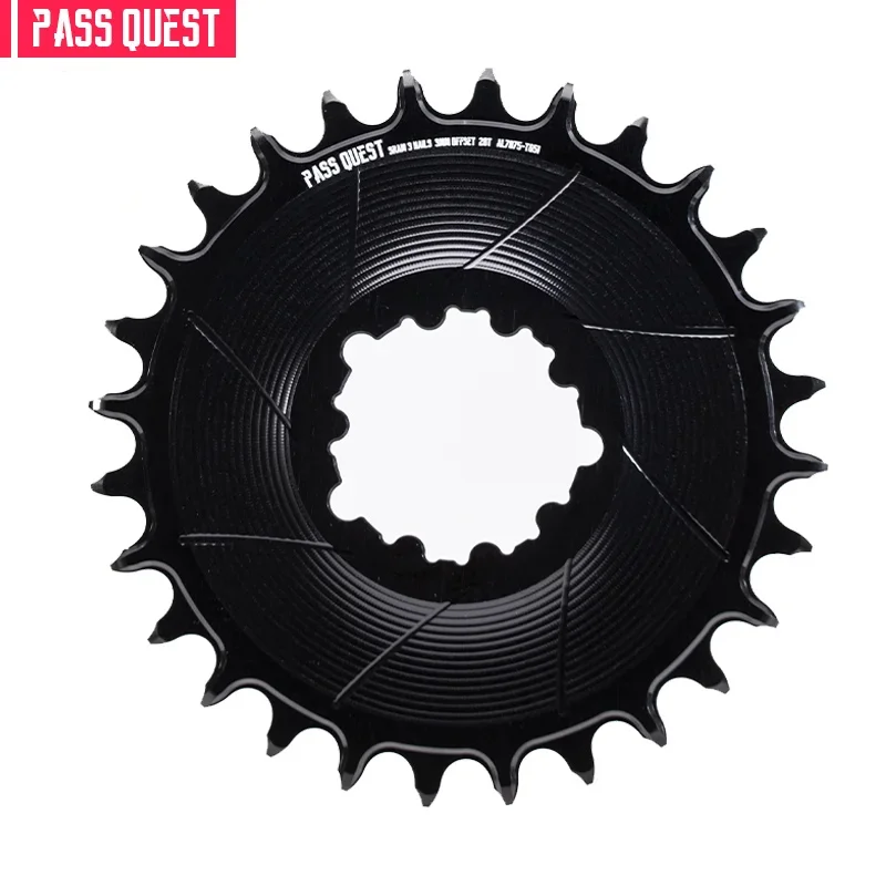 PASS QUEST 3mm Offset 3 Bolt Direct Mount Chainring Gravel Road Bike Chainring 28T-54T for SRAM GXP GX SX DUB